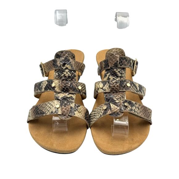 VIONIC Radia Orthotic Wedge Adjustable 3 Strap Snakeskin Embossed Sandals - Picture 6 of 11